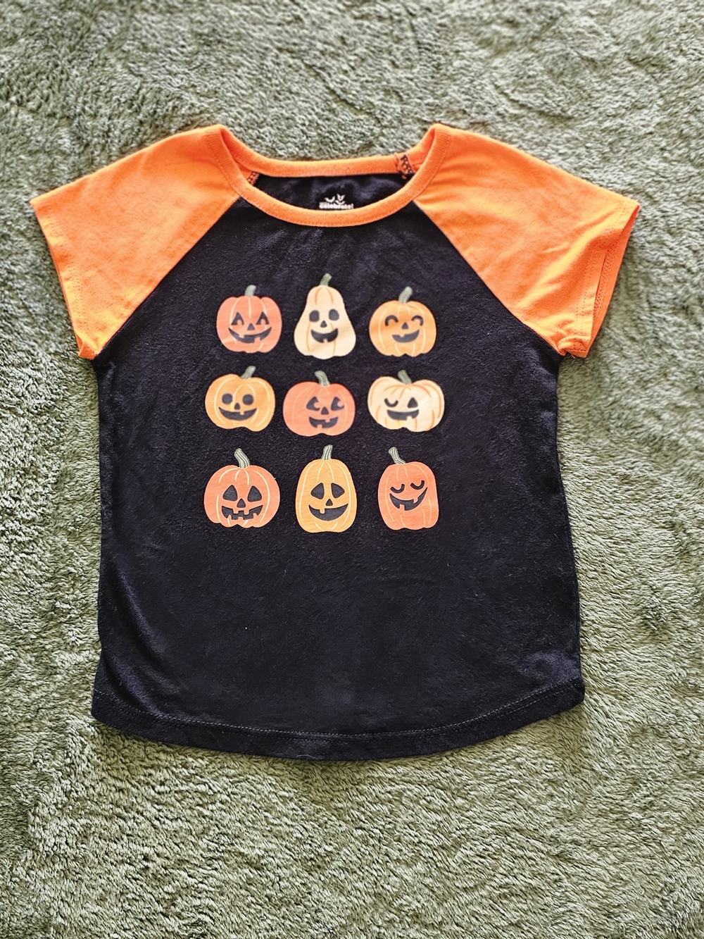 Kids Black & Orange Halloween Pumpkin Tee 2T Fall Toddler Tshirt